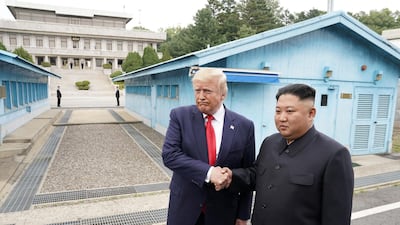 US President Donald Trump meets with North Korean leader Kim Jong-un at the demilitarised zone separating the two Koreas, in Panmunjom, South Korea. Reuters