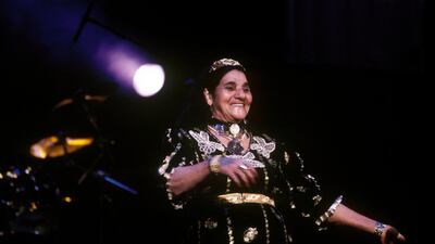 Cheikha Rimitti performs at the Barbican, London, on March 11, 2000. Getty Images