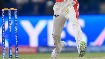 Sandeep Sharma took three wickets for 21 runs and was man of the match for Kings XI Punjab in their Indian Premier League match against Kolkata Knight Riders at Zayed Cricket Stadium on April 26, 2014. Ravindranath K / The National