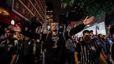Demonstrators during a pro-government protest in Sao Paulo, Brazil, on Monday. Bloomberg