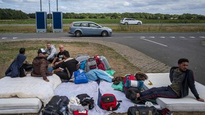 Migrants camp out near an asylum application centre in Ter Apel, close to the northern Dutch city of Groningen. AFP