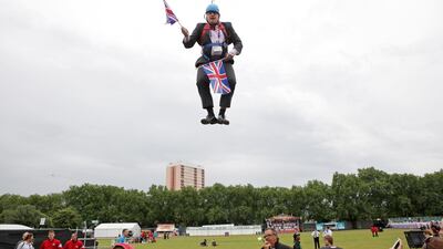 Boris Johnson got stuck on a zip-line during BT London Live event in Victoria Park in 2012. Getty Images
