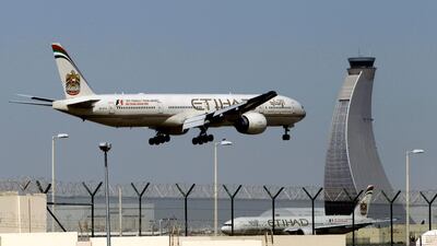 The incident took place at Terminal 1 and involved a supply vehicle, Abu Dhabi Airports said. Kamran Jebreili / AP