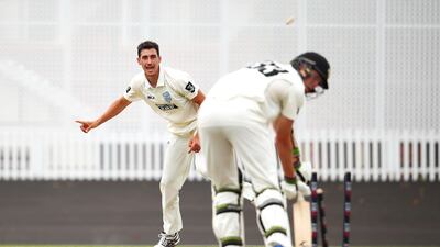 Australia's Mitchell Starc, left, has been in good form in the Sheffield Shield ahead of the start of the Ashes series with England on November 23. Mark Kolbe / Getty Images