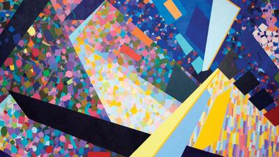 Samia Halaby's exhibition, Five Decades of Painting and Innovation, at Ayyam Gallery Dubai. Courtesy Ayyam Gallery Dubai