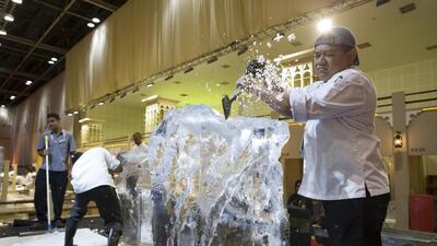 Entrants had 90 minutes to create an Arab-themed ice sculpture. Antonie Robertson / The National