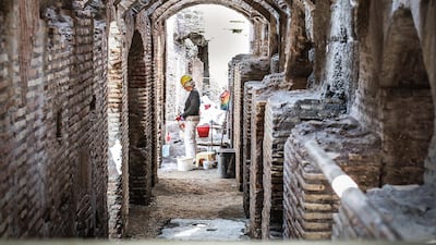 The hypogea is home to the underground passages, cages and rooms where prisoners, animals and gladiators waited, or were kept, before they entered the arena above. Courtesy Tod’s Group