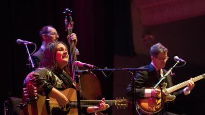 Madeleine Peyroux performs with Barak Mori and Jon Herington, right. Photo by Roberto Ricciuti