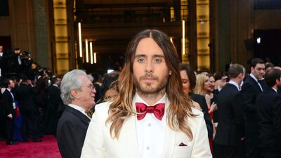 2014: Jared Leto wears Saint Laurent at the 86th Annual Academy Awards on March 2, 2015. AFP