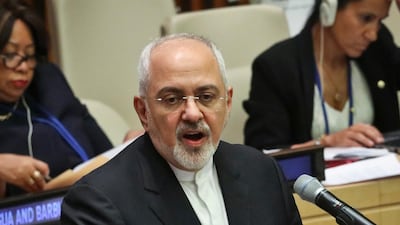 Iran's Foreign Minister Mohammad Javad Zarif addresses a meeting to promote the elimination of nuclear weapons, during the United Nations General Assembly. AP
