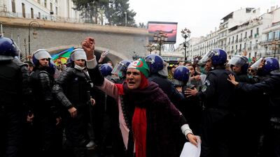 A woman protests against Algeria's President Abdelaziz Bouteflika, in Algiers, Algeria. Reuters