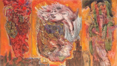 A mixed-media piece by Syrian artist Elias Zayat that will be part of the exhibition After the Deluge. Courtesy Green Art Gallery