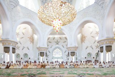 Sheikh Mohammed, pictured at Eid Al Fitr prayers inside the spectacular Sheikh Zayed Grand Mosque.