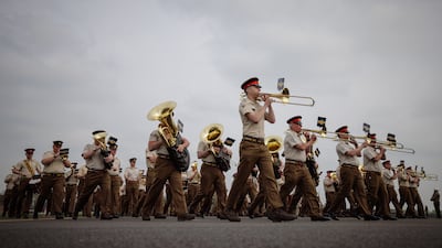 Members of the British Army Band at RAF Odiham. Getty