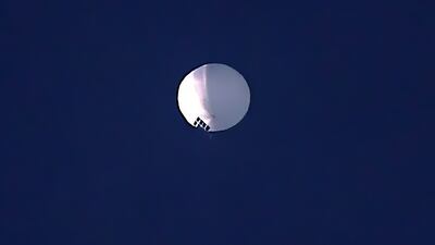 A high-altitude balloon over Billings, Montana. The Pentagon would not confirm that the balloon in the photo was a Chinese surveillance balloon. AP