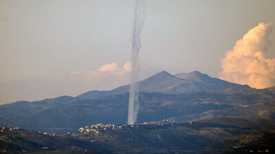 Rockets being fired from southern Lebanon into Israel on Monday. AFP