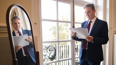Labour leader Keir Starmer prepares his speech for the party's September 2020 conference, which was streamed to members due to the pandemic. PA