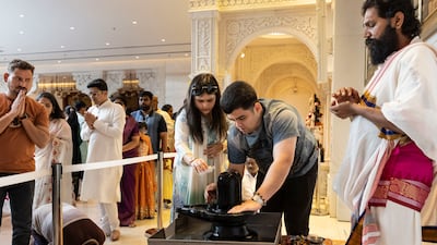 Diwali celebrations at the Hindu temple in Jebel Ali, Dubai. Antonie Robertson/The National