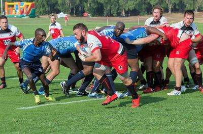 RAK Rugby take on Dubai Sharks in their first game as their new home. Ruel Pableo for The National