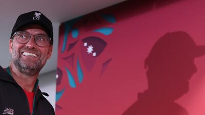 Jurgen Klopp of Liverpool attends a press conference in Doha. EPA