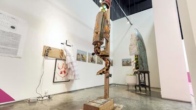 Work by artists Ramin Haerizadeh, Rokni Haerizadeh and Hesam Rahmanian at the We Are Open For Installation. Chris Whiteoak / The National