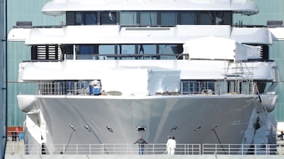 The superyacht 'Scheherazade', which has been linked to Russian President Vladimir Putin, is moored in the port at Marina di Carrara on March 23, 2022 in Carrara, Italy. Getty Images