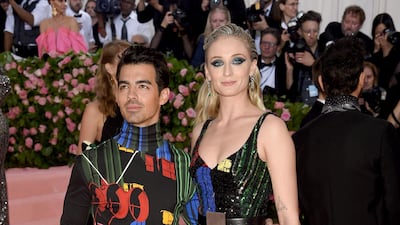 Singer Joe Jonas, left, and actress Sophie Turner arrive at the 2019 Met Gala in New York on May 6. AP