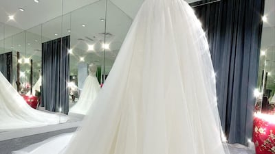 A bridal look by Atelier Ignacio, with beaded bodice and removable tulle skirt. Photo: Atelier Ignacio / Instagram