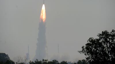 ISRO Polar Satellite Launch Vehicle lifts off from the Satish Dhawan Space Centre in Andhra Pradesh. AFP