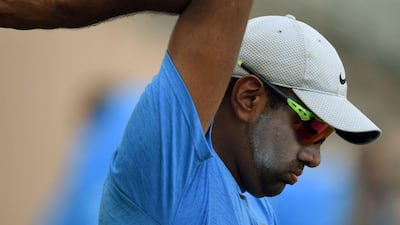 India’s Ravichandran Ashwin warms up during training. Punit Paranjpe / AFP