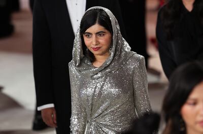 Malala Yousafzai walks the champagne-coloured carpet at the Oscars. Reuters