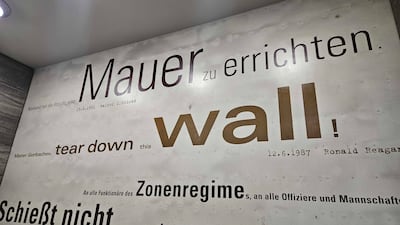 A display at the entrance to the Brandenburg Gate underground station. Tim Stickings / The National