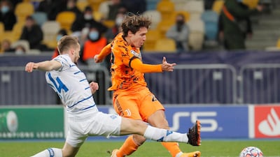 Juve's Federico Chiesa shoots at goal. EPA