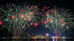 Eid Al Adha fireworks light up UAE skies at Yas Waterfront in Abu Dhabi. Victor Besa / The National