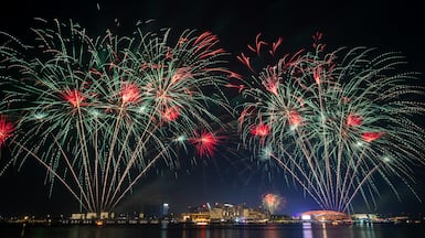 Eid Al Adha fireworks light up UAE skies at Yas Waterfront in Abu Dhabi. Victor Besa / The National
