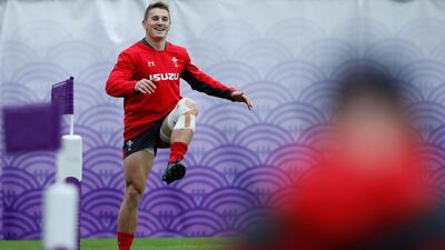 Wales' centre Jonathan Davies takes part in a training session at Prince Chichibu Memorial Rugby Ground in Tokyo ahead of their Japan 2019 Rugby World Cup semi-final against South Africa. AFP