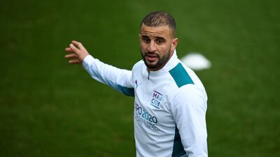 Manchester City's English defender Kyle Walker attends a team training session. AFP