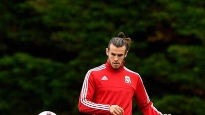 Wales player Gareth Bale in action during Wales training ahead of their Uefa Euro 2016 semi-final against Portugal at College Le Bocage on July 5, 2016 in Dinard, France. Stu Forster / Getty Images