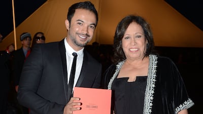 Al-Fahad and Emirati animator Mohammed Harib at the Doha Film Institute in 2012. Getty Images