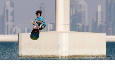 Bob Soven of the United States goes through his routine in the professional category of Oakley Riot 2010 in Dubai yesterday. l