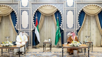 Sheikh Mohamed bin Zayed, Crown Prince of Abu Dhabi and Deputy Supreme Commander of the UAE Armed Forces met Saudi Crown Prince Mohammed bin Salman in Jeddah. Mohamed Al Hammadi / Ministry of Presidential Affairs