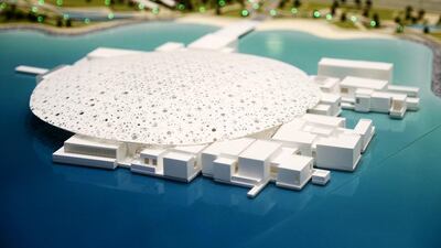 A scale model of the Louvre Abu Dhabi at TDIC’s booth in Cityscape. Lee Hoagland / The National