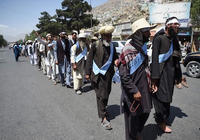 Afghan peace activists complete their march from Helmand to Kabul. Wakil Kohsar / AFP Photo