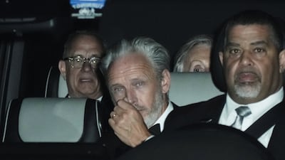 Actor Tom Hanks leaves Madison Square Garden, which hosted the wedding ceremony. Reuters