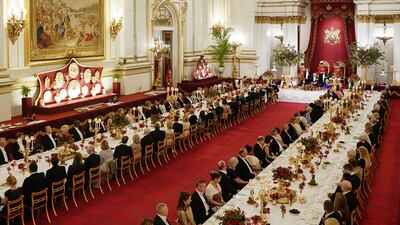 The State Banquet at Buckingham Palace. Getty