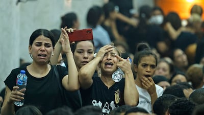 Mourners at a funeral held at the church of the Blessed Virgin Mary in the Giza governorate. AFP