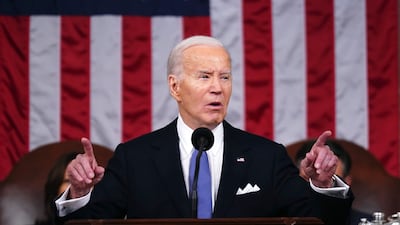 US President Joe Biden delivers the State of the Union address in Washington. AP