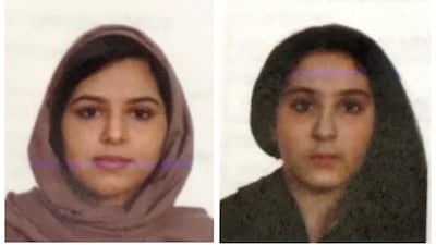 Photos of Rotana, left, and Tala Farea provided by police in New York City, where their bodies were found on the banks of the Hudson River. NYPD via AP
