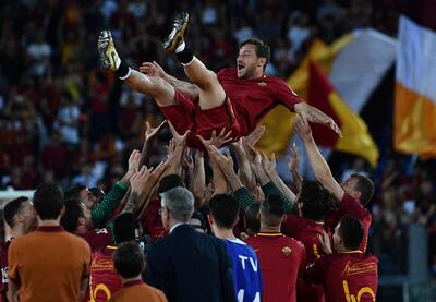 Roma's long-serving captain Francesco Totti ended his playing career in 2017. Vincenzo Pinto / AFP