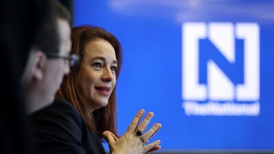 Maria Fernanda Espinosa, president of the UN General Assembly, during her visit at The National's office in Abu Dhabi. Pawan Singh / The National